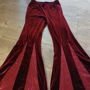 Umgee Burgundy Velvet Pants Small